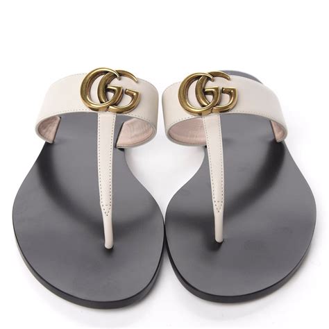 Shop Gucci Marmont GG Leather Thong Sandals 